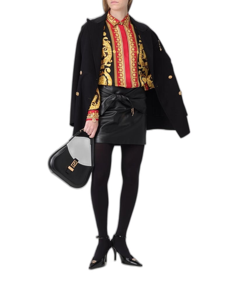 black leather mini skirt by Selfnex