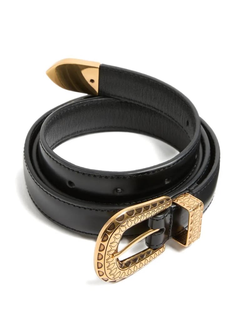 black leather belt by Selfnex