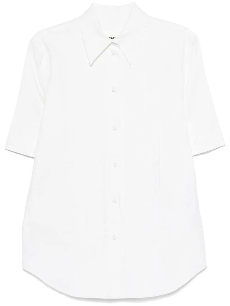 white pleated wide shirt by Selfnex