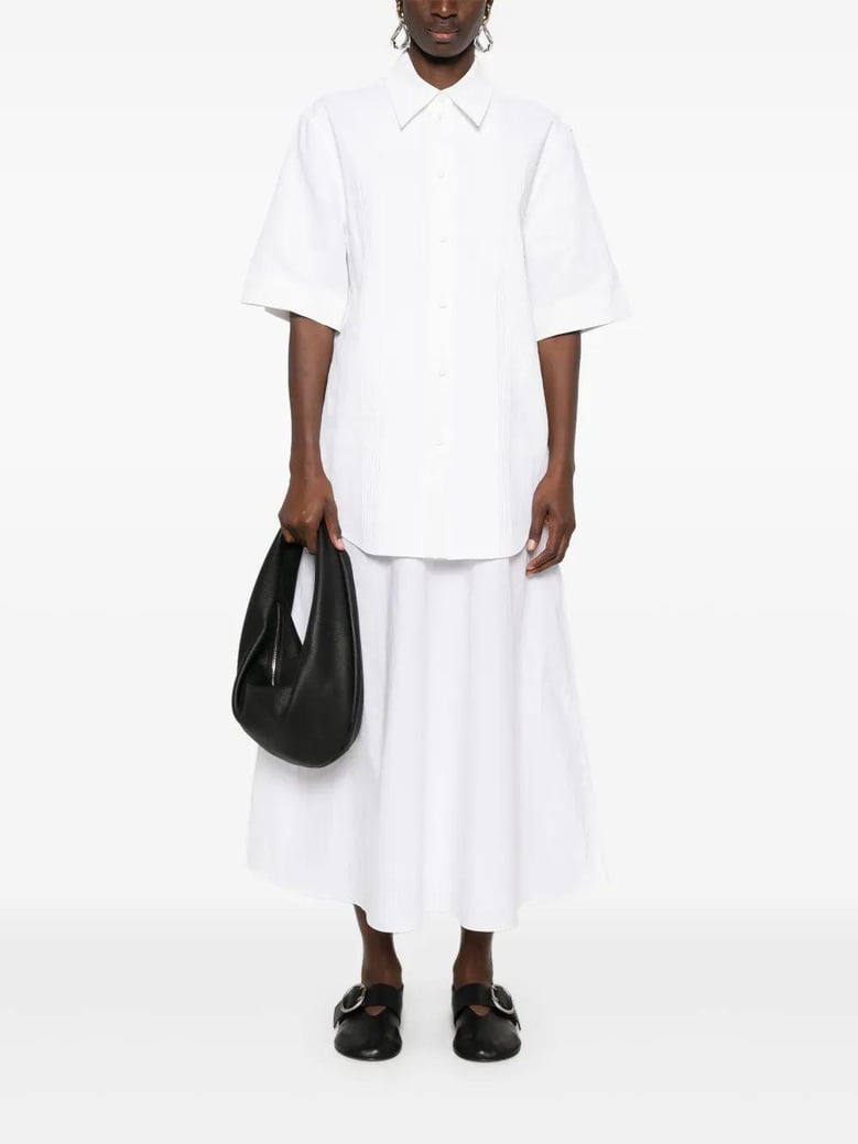 white pleated wide shirt by Selfnex