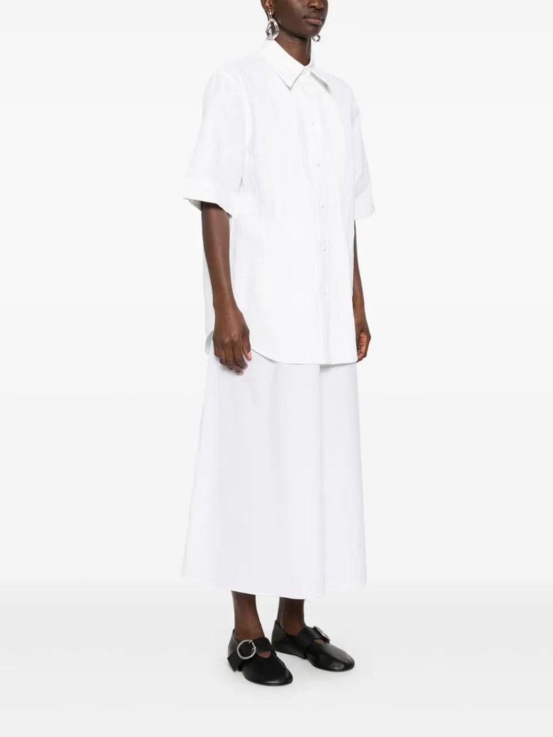 white pleated wide shirt by Selfnex