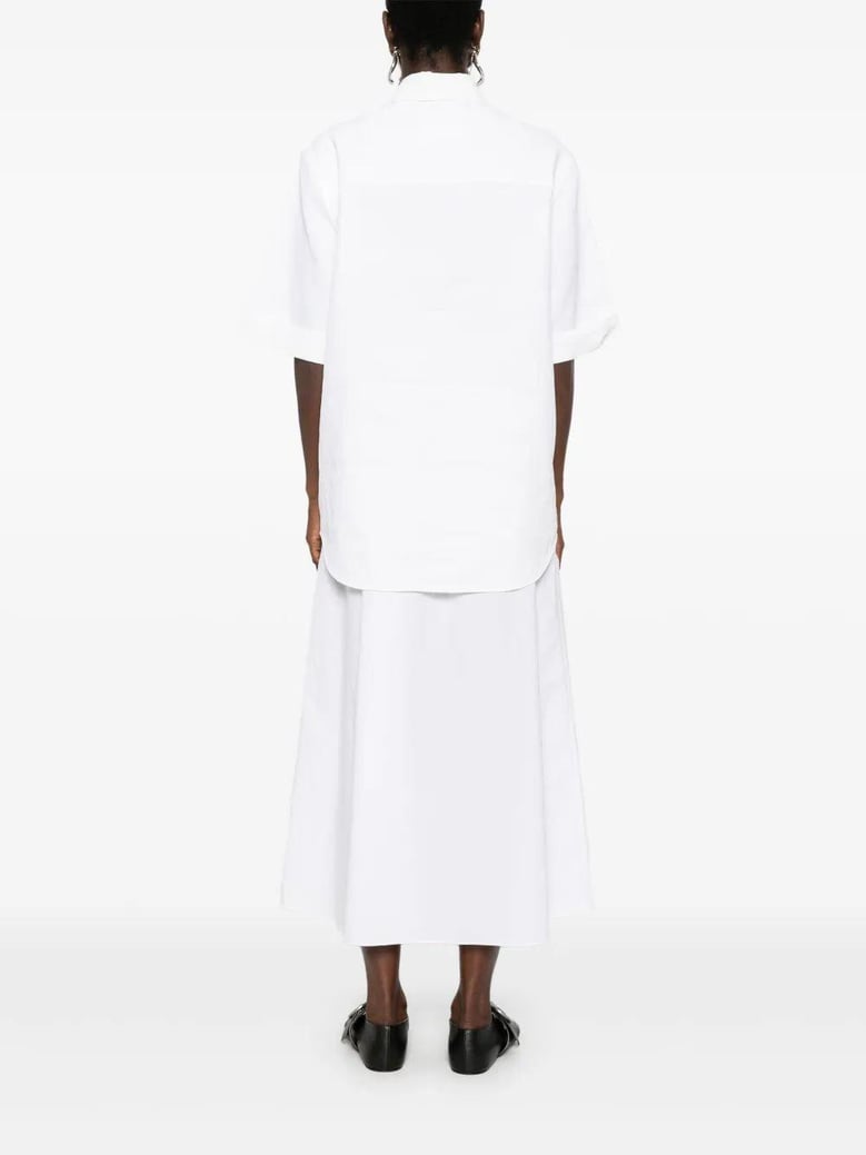 white pleated wide shirt by Selfnex
