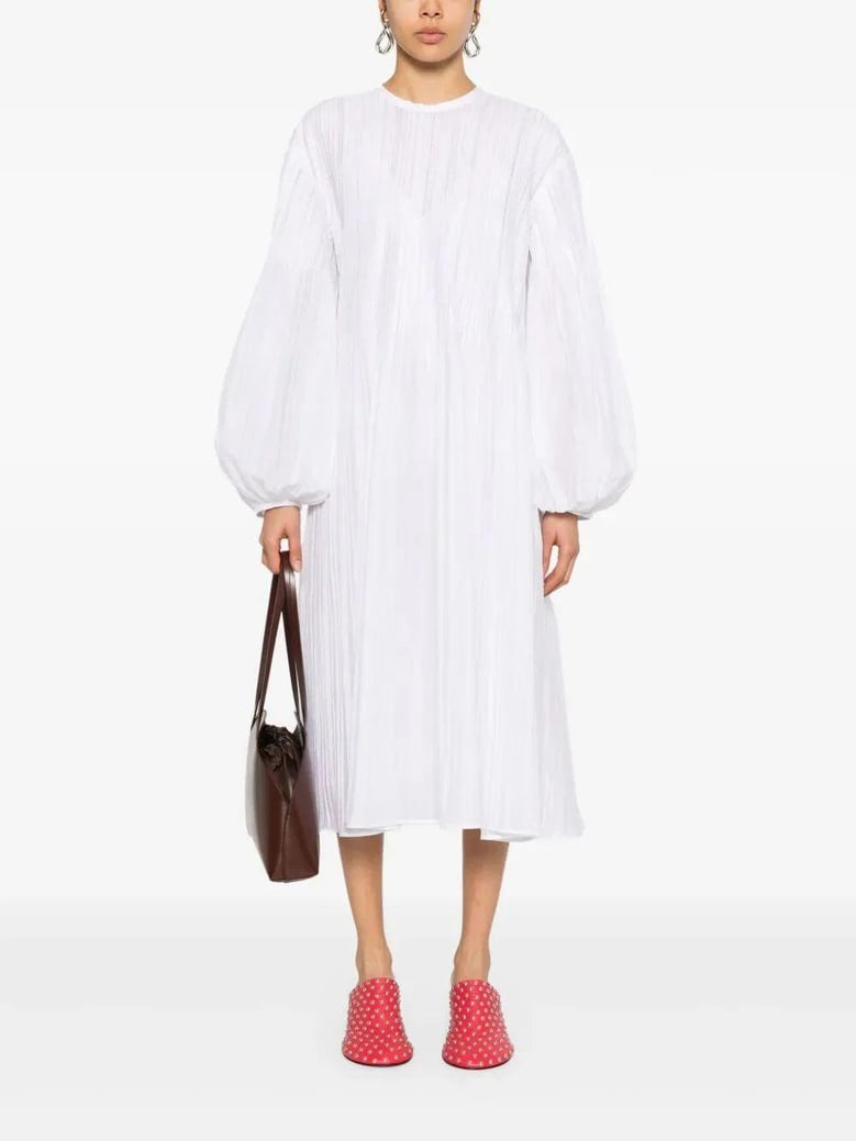 white pleated dress by Selfnex