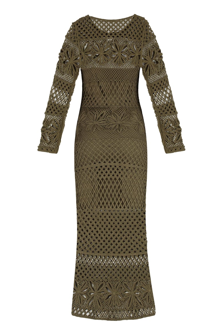 openwork-knit long dress by Selfnex