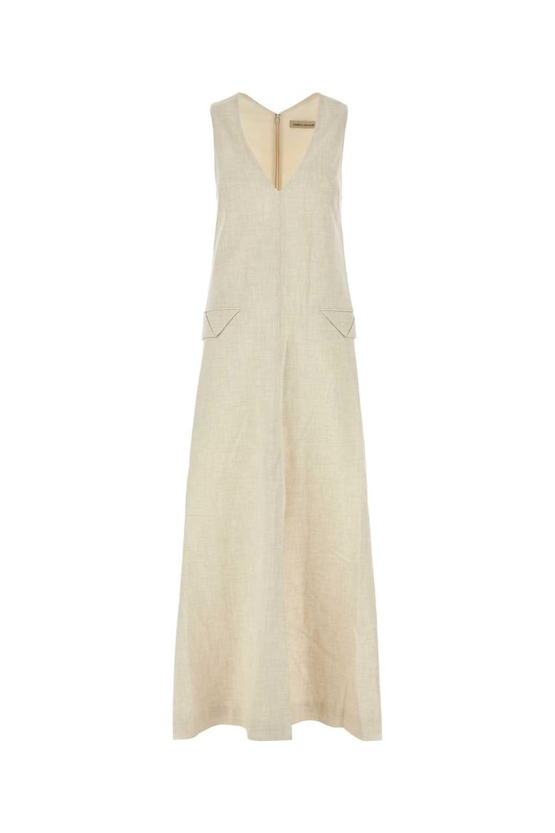 sand stretch polyester blend floris dress by Selfnex