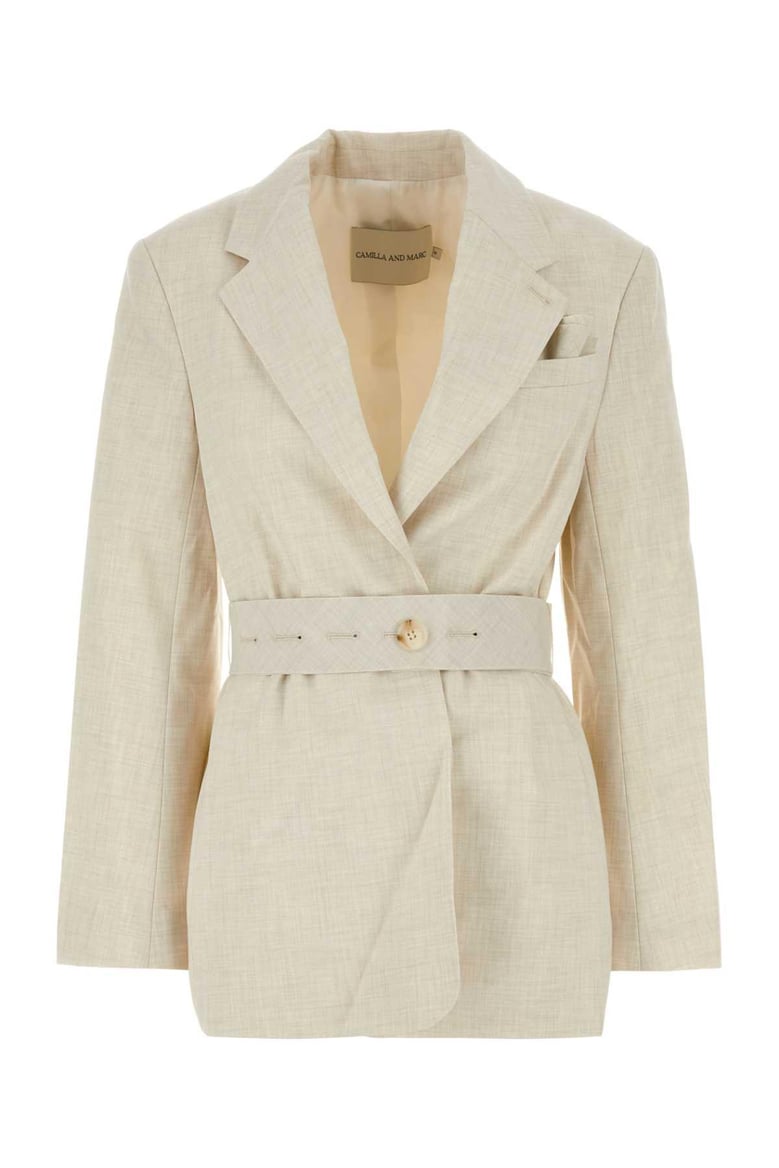sand stretch polyester blend floris blazer by Selfnex