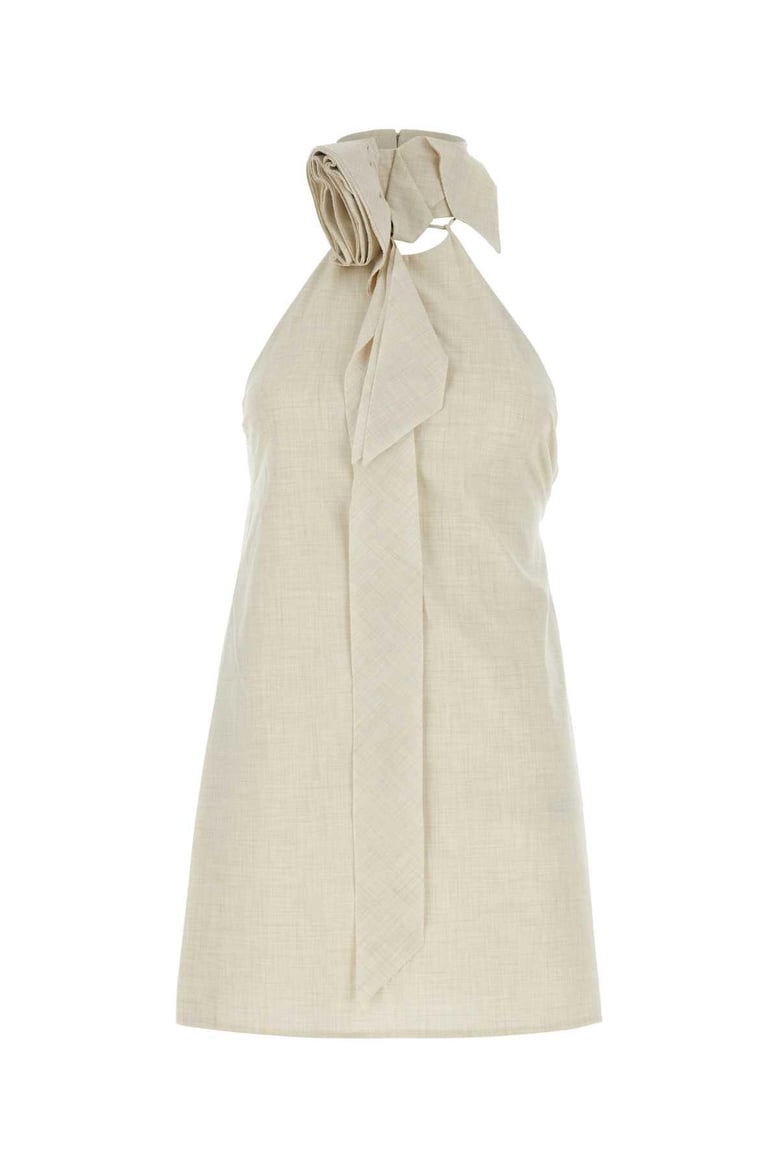 sand stretch polyester blend floris top by Selfnex