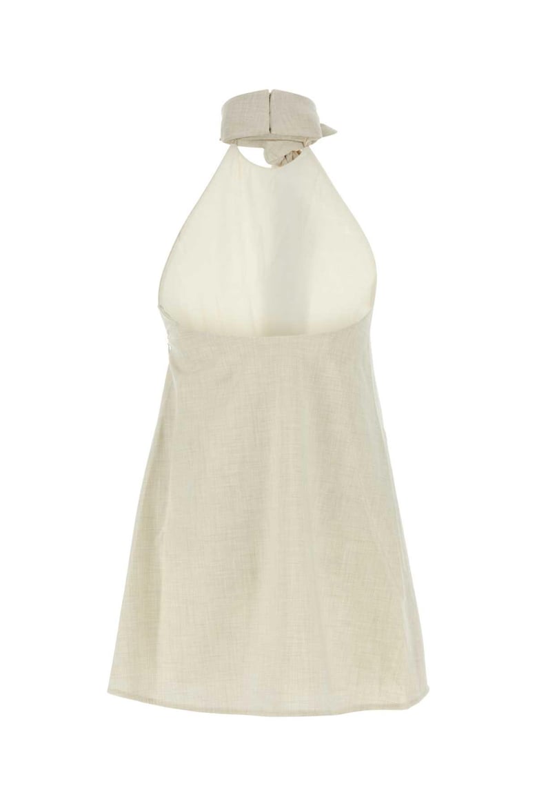 sand stretch polyester blend floris top by Selfnex