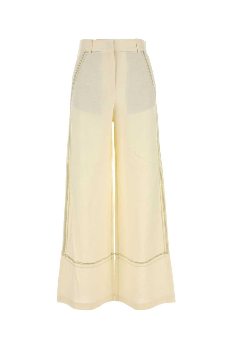 cream linen blend fortuna wide-leg pant by Selfnex