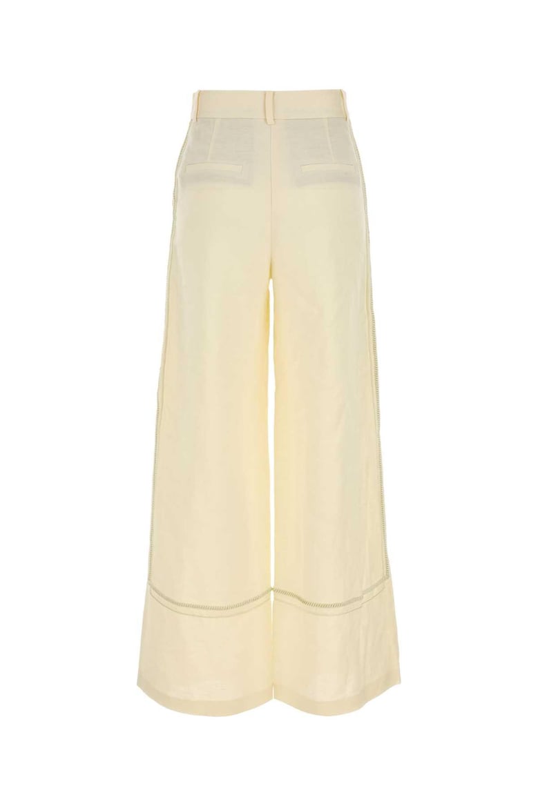 cream linen blend fortuna wide-leg pant by Selfnex