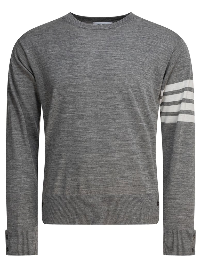classic crewneck pullover w/ 4 bar sleeve in fine merino wool by Selfnex