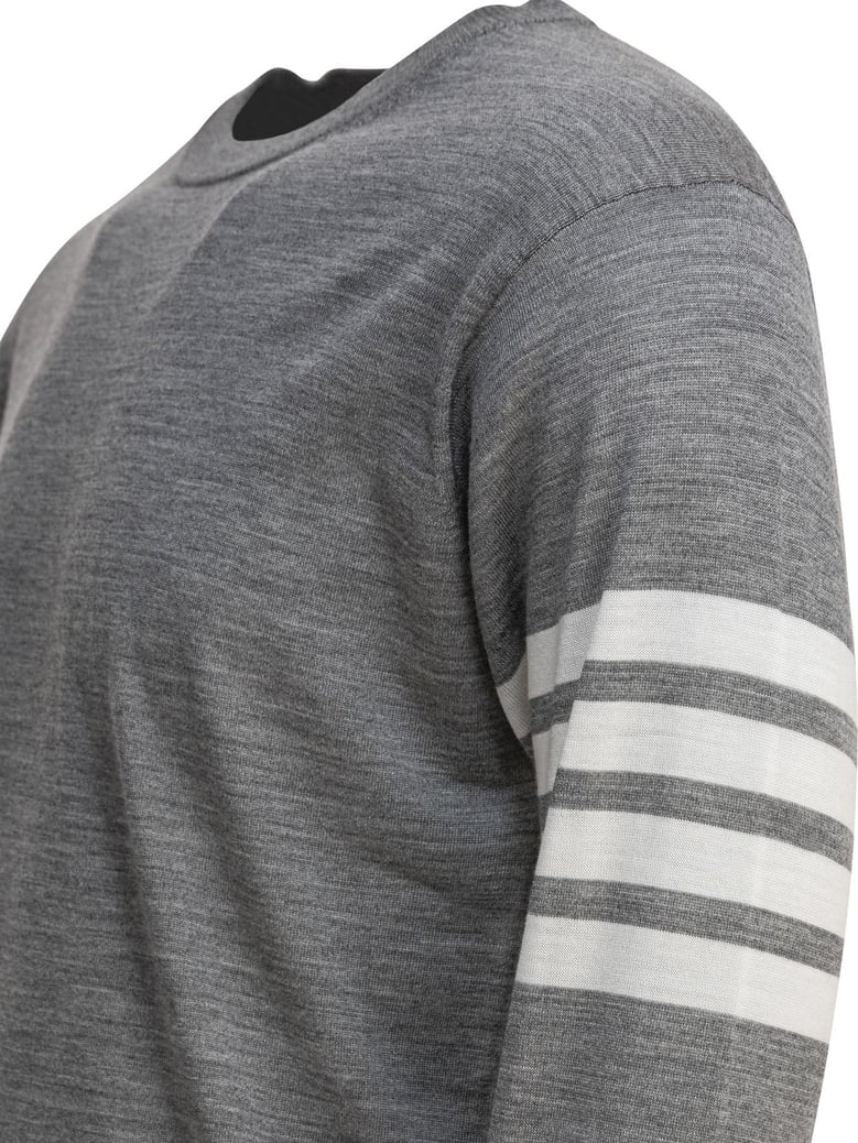 classic crewneck pullover w/ 4 bar sleeve in fine merino wool by Selfnex