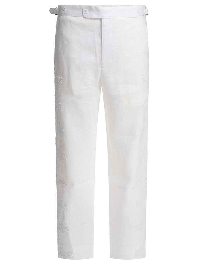 linen white trousers by Selfnex