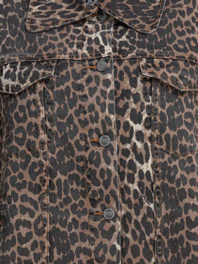 leopard denim jacket by Selfnex
