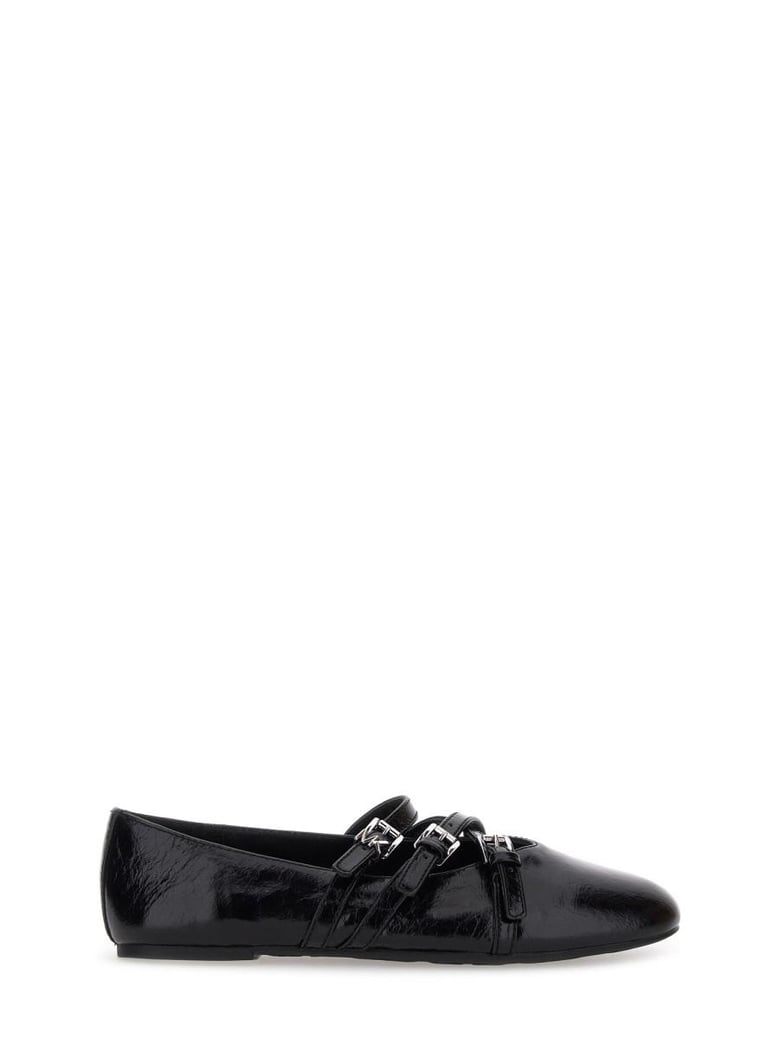 black leather flats by Selfnex