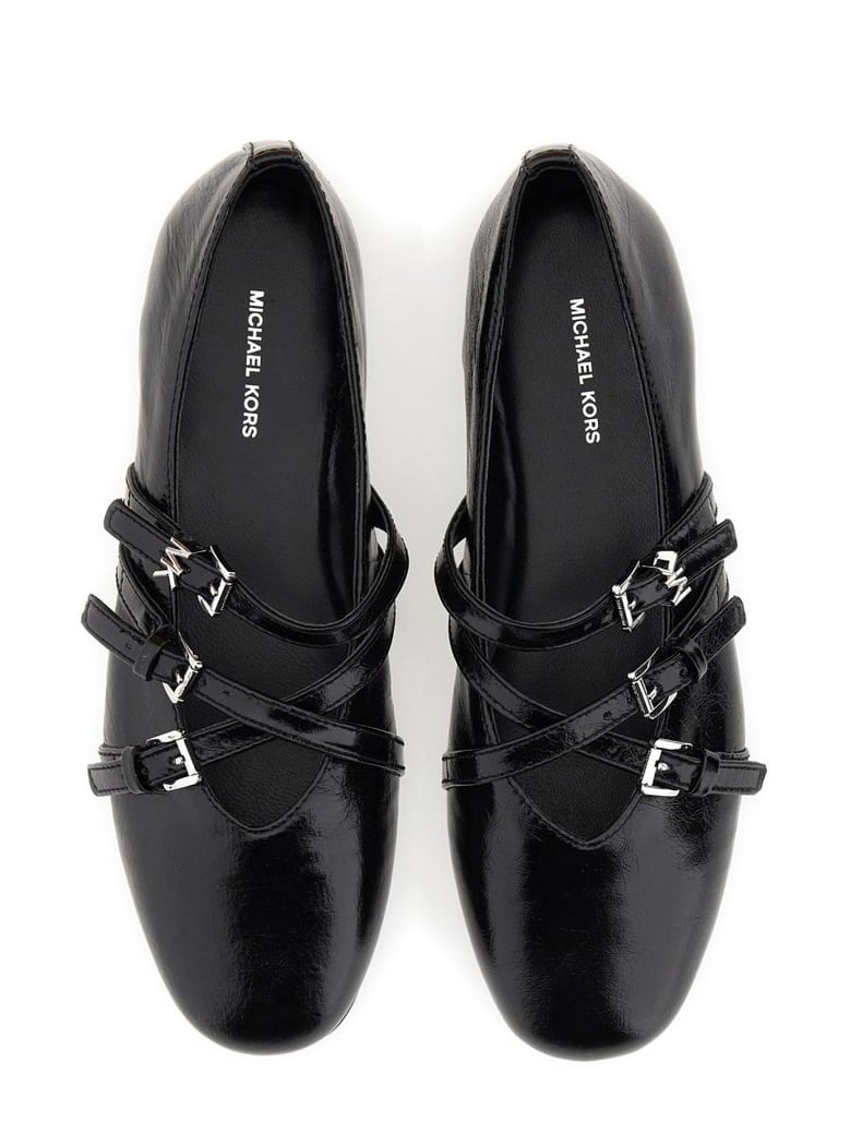 black leather flats by Selfnex