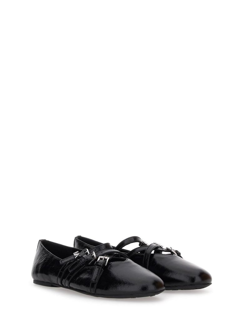 black leather flats by Selfnex