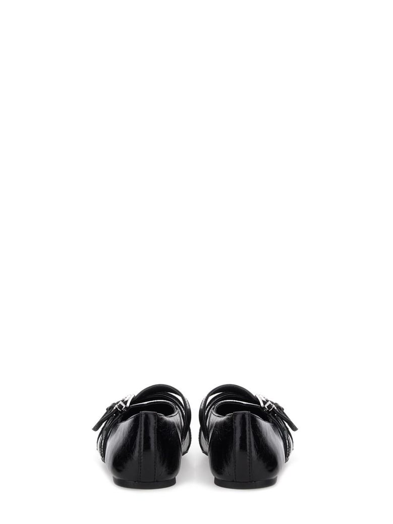 black leather flats by Selfnex