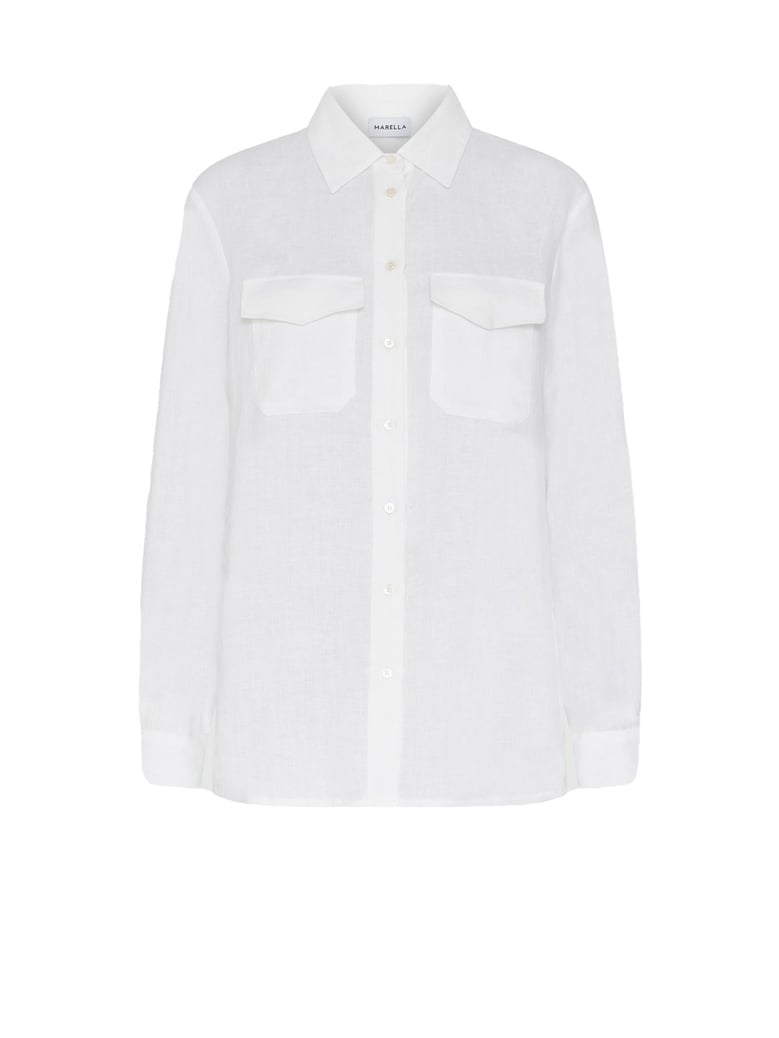 white long-sleeved shirt with pockets by Selfnex