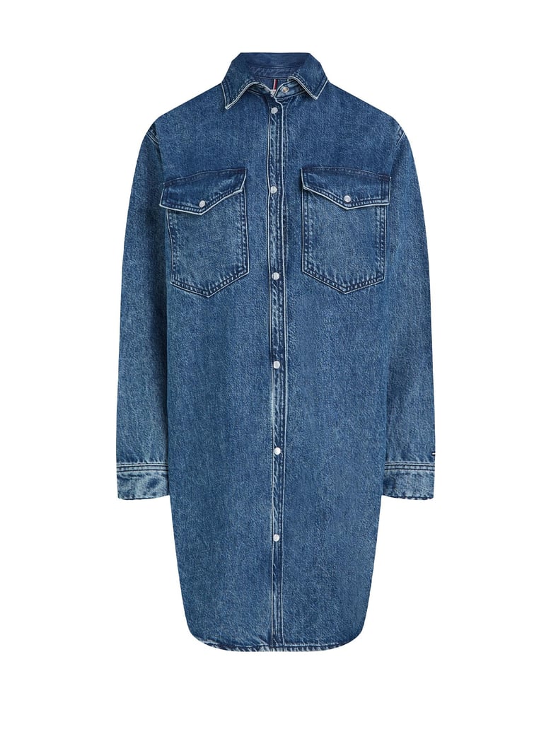 long denim shirt dress by Selfnex