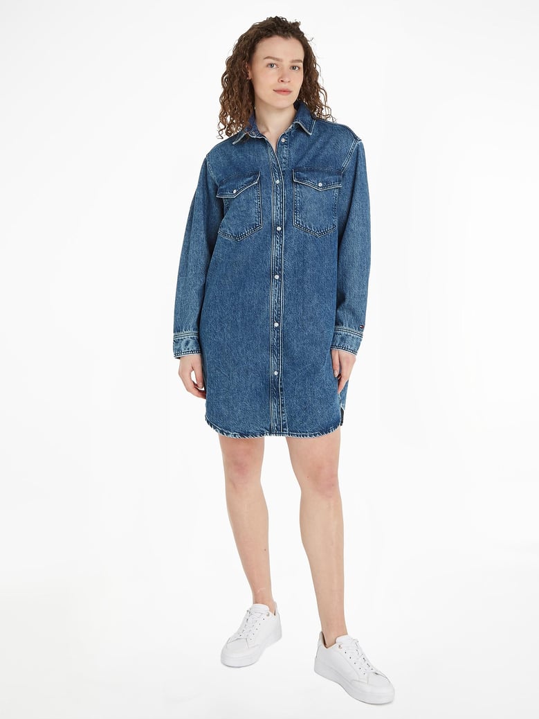 long denim shirt dress by Selfnex