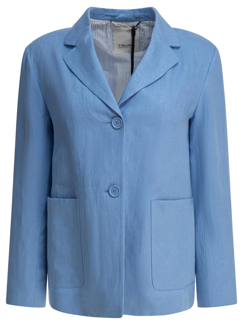 linen light blue jacket by Selfnex