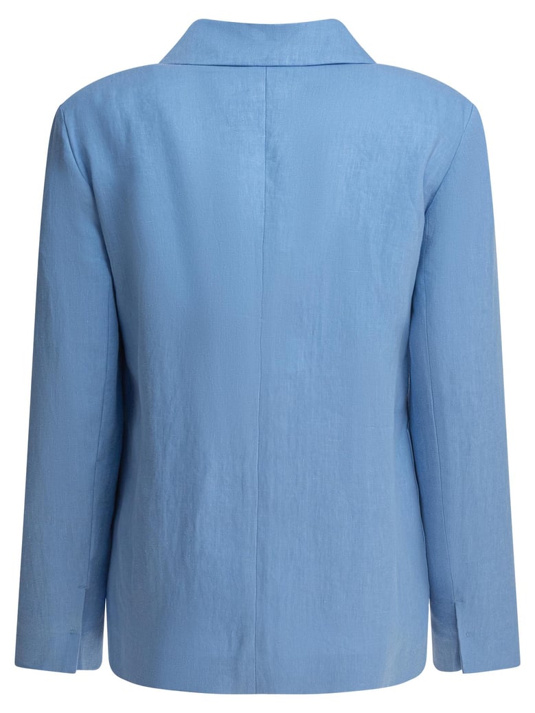 linen light blue jacket by Selfnex