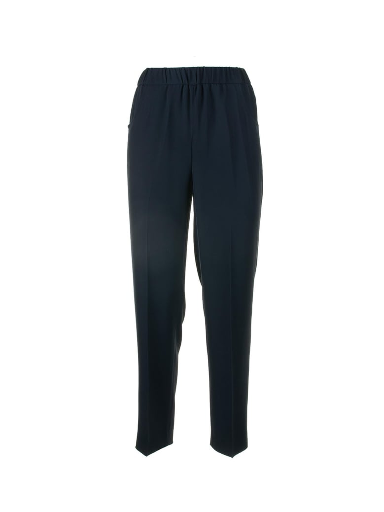 navy blue elastic trousers by Selfnex