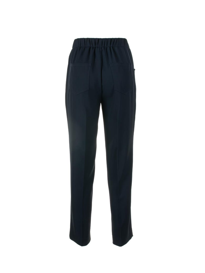 navy blue elastic trousers by Selfnex