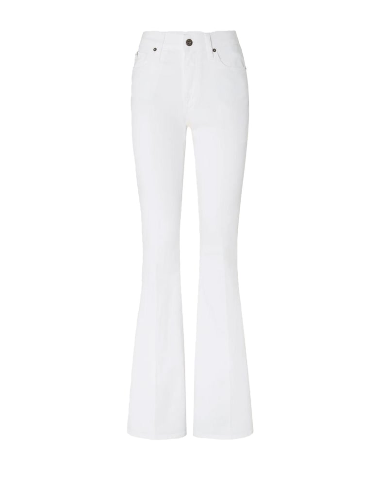 flared jeans in white denim by Selfnex