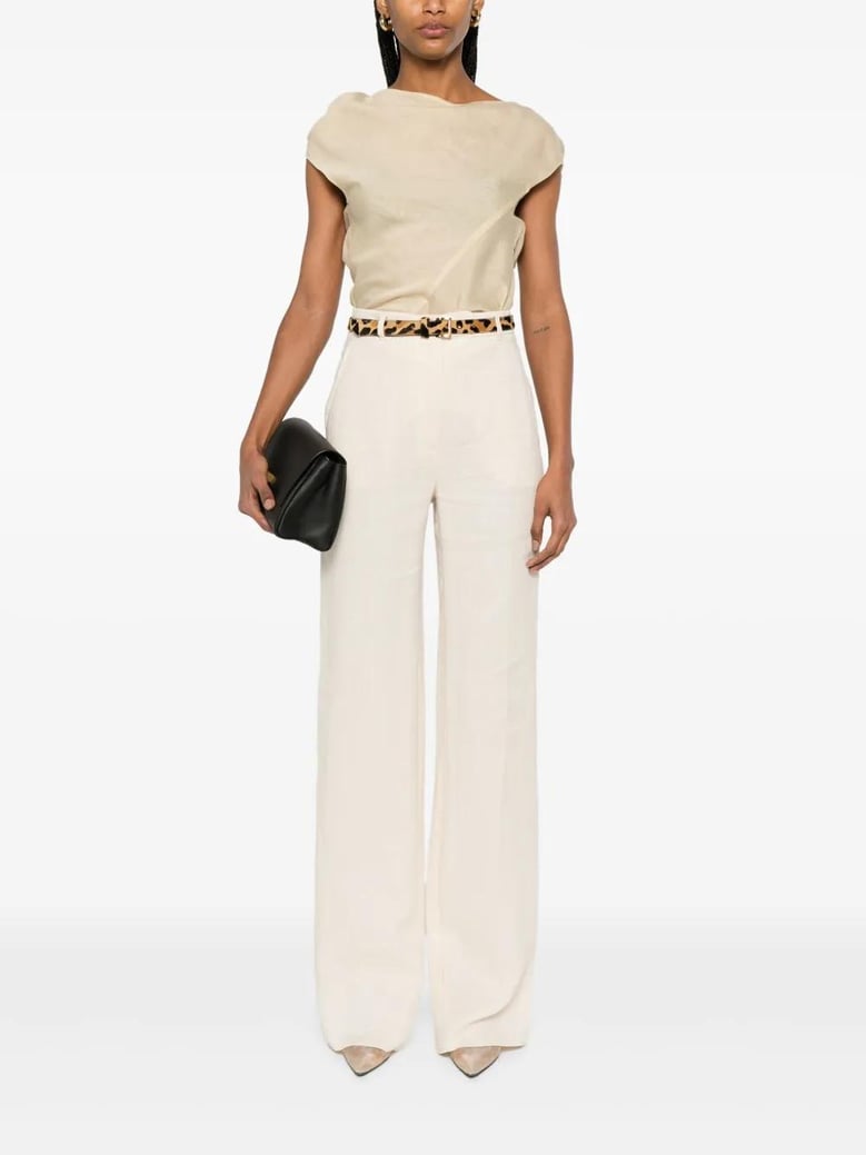 butter linen trousers by Selfnex