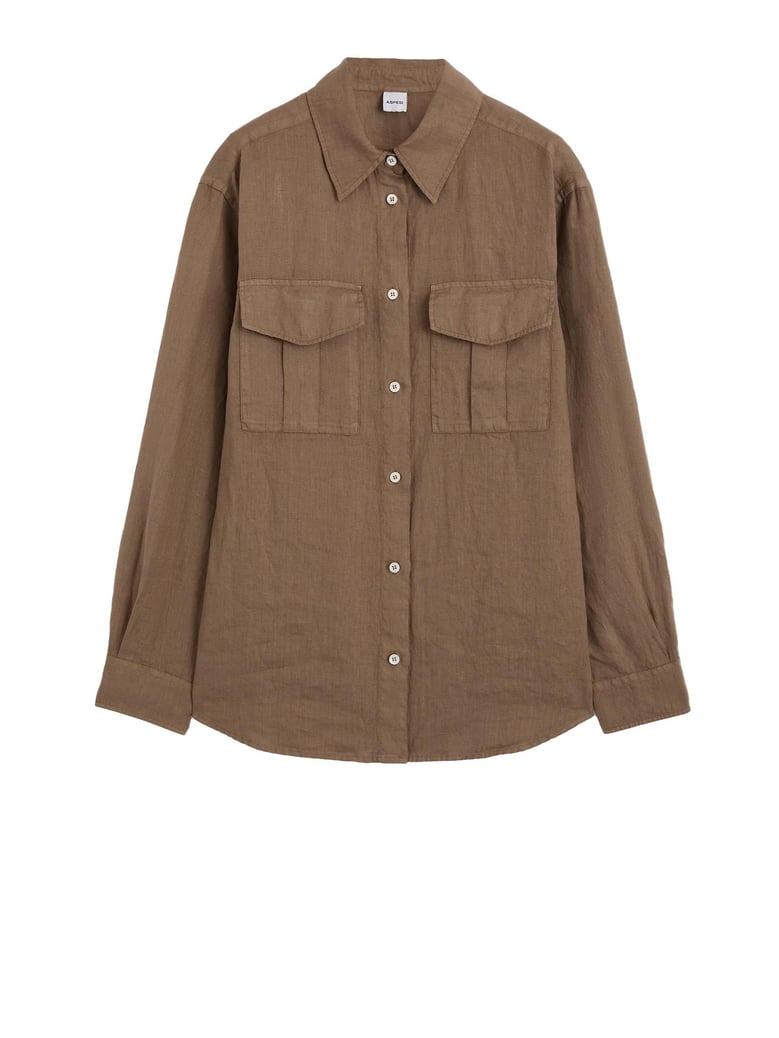 aspesi brown shirt with buttons and pockets by Selfnex