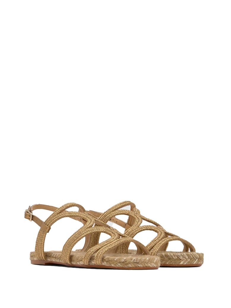 pitra flat sandal with metallic handcrafted weave by Selfnex