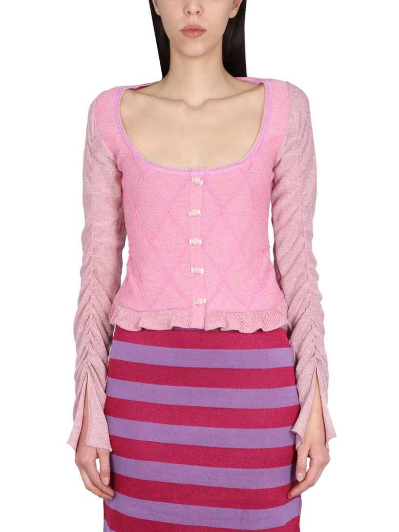 cardigan with ruffled sleeve by Selfnex