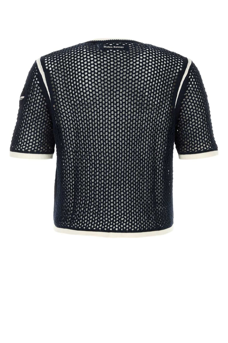navy blue crochet wales bonner x adidas t-shirt by Selfnex