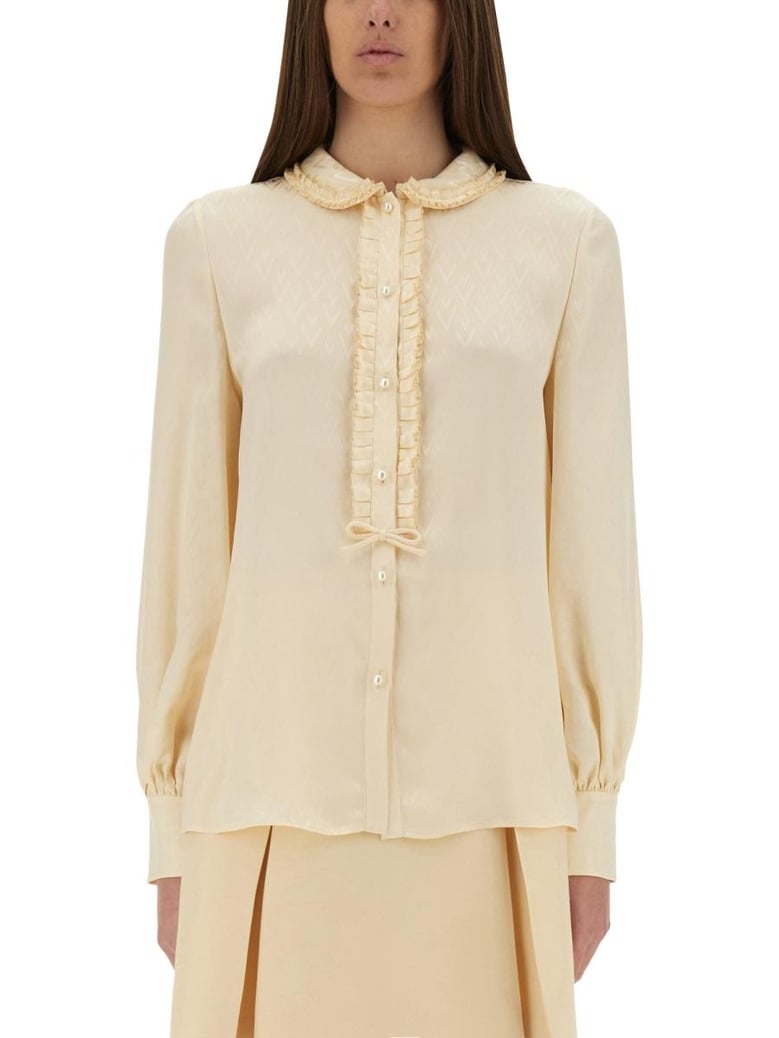 cream silk shirt by Selfnex