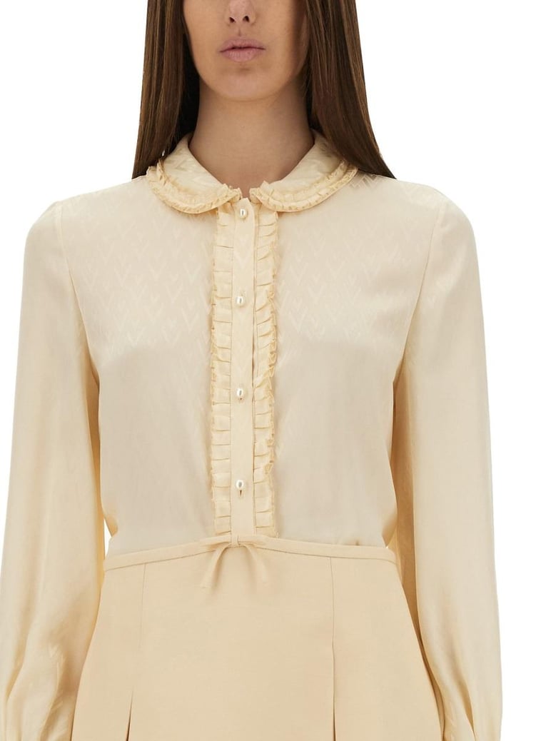 cream silk shirt by Selfnex