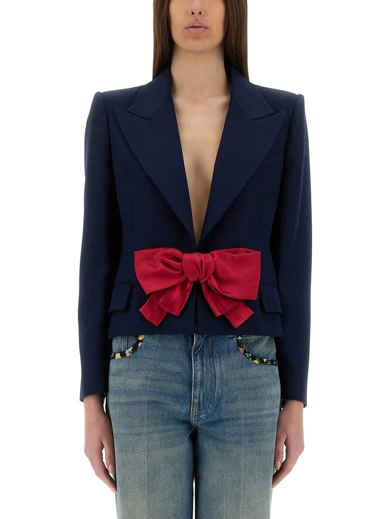 navy blue viscose blazer by Selfnex