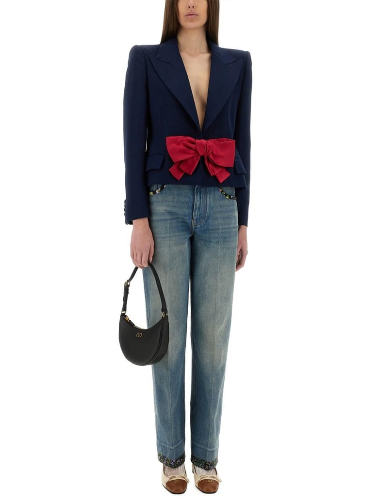navy blue viscose blazer by Selfnex