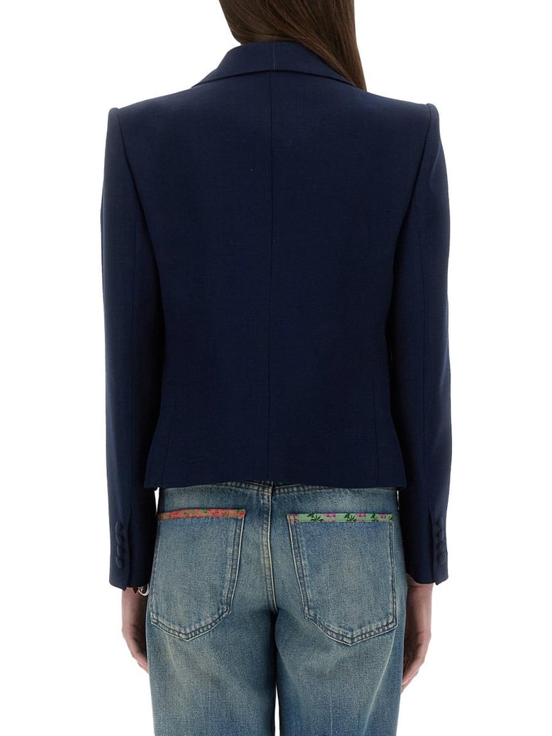 navy blue viscose blazer by Selfnex