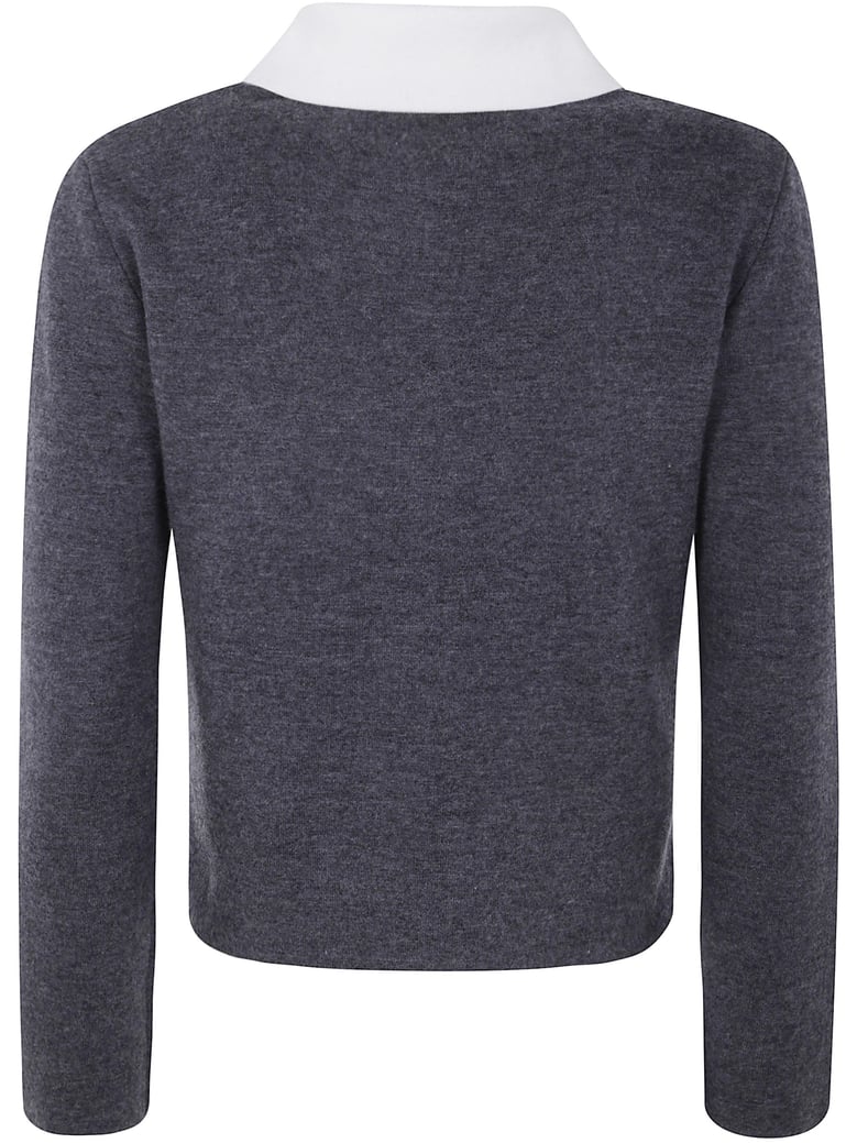 grey contrast collar cardigan by Selfnex