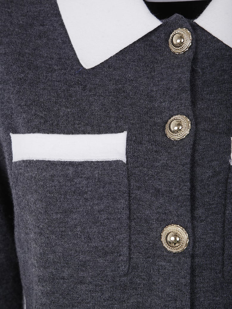 grey contrast collar cardigan by Selfnex