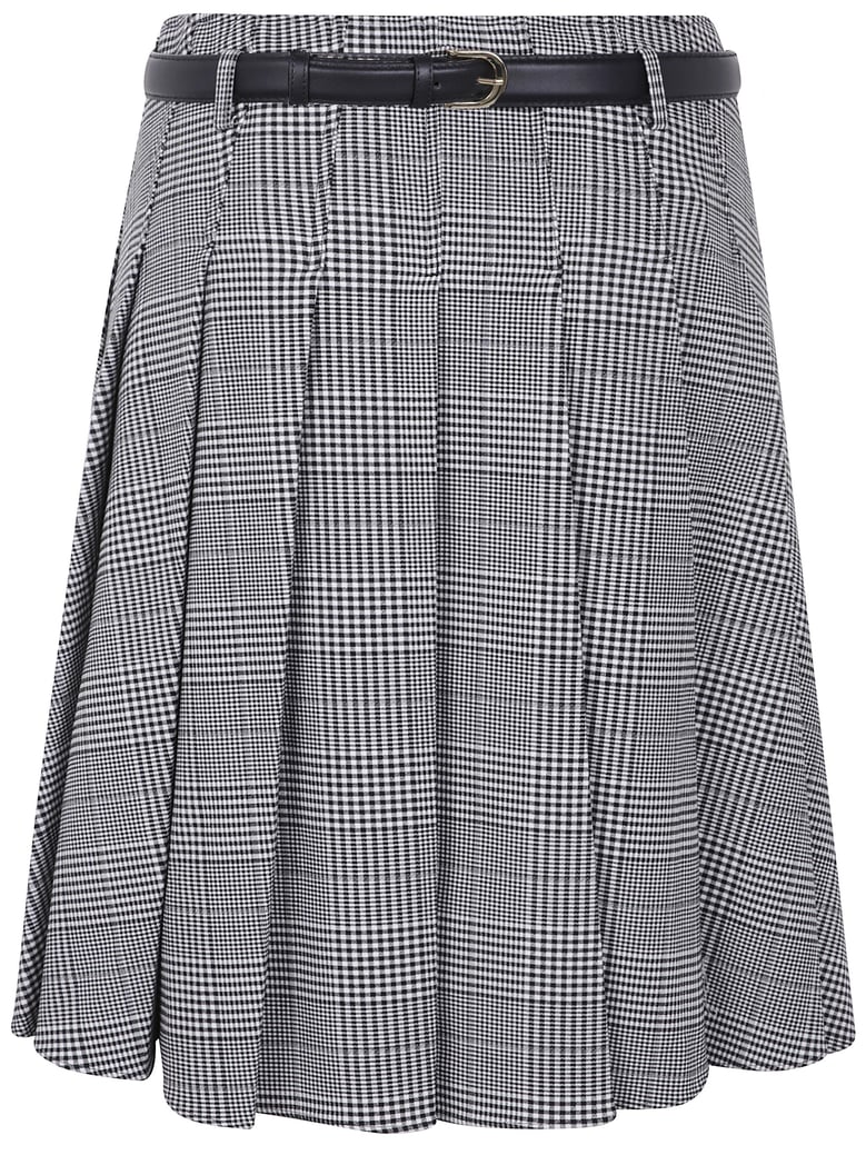 prince of wales check pleated midi skirt by Selfnex