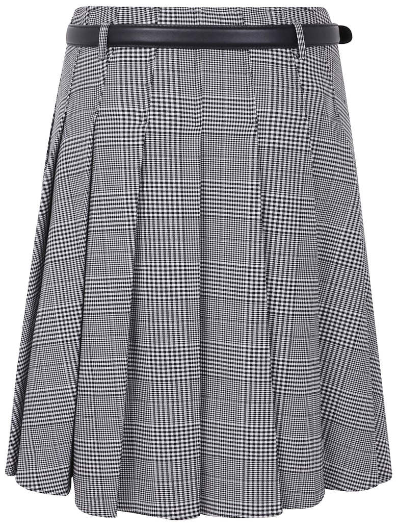 prince of wales check pleated midi skirt by Selfnex