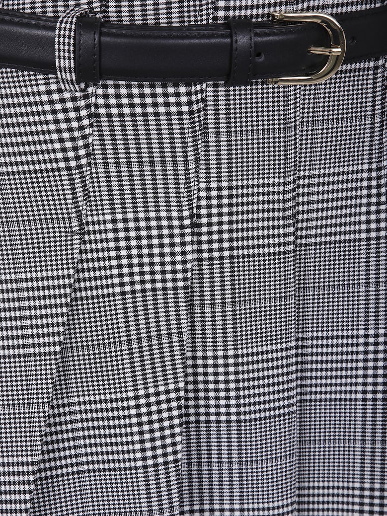 prince of wales check pleated midi skirt by Selfnex