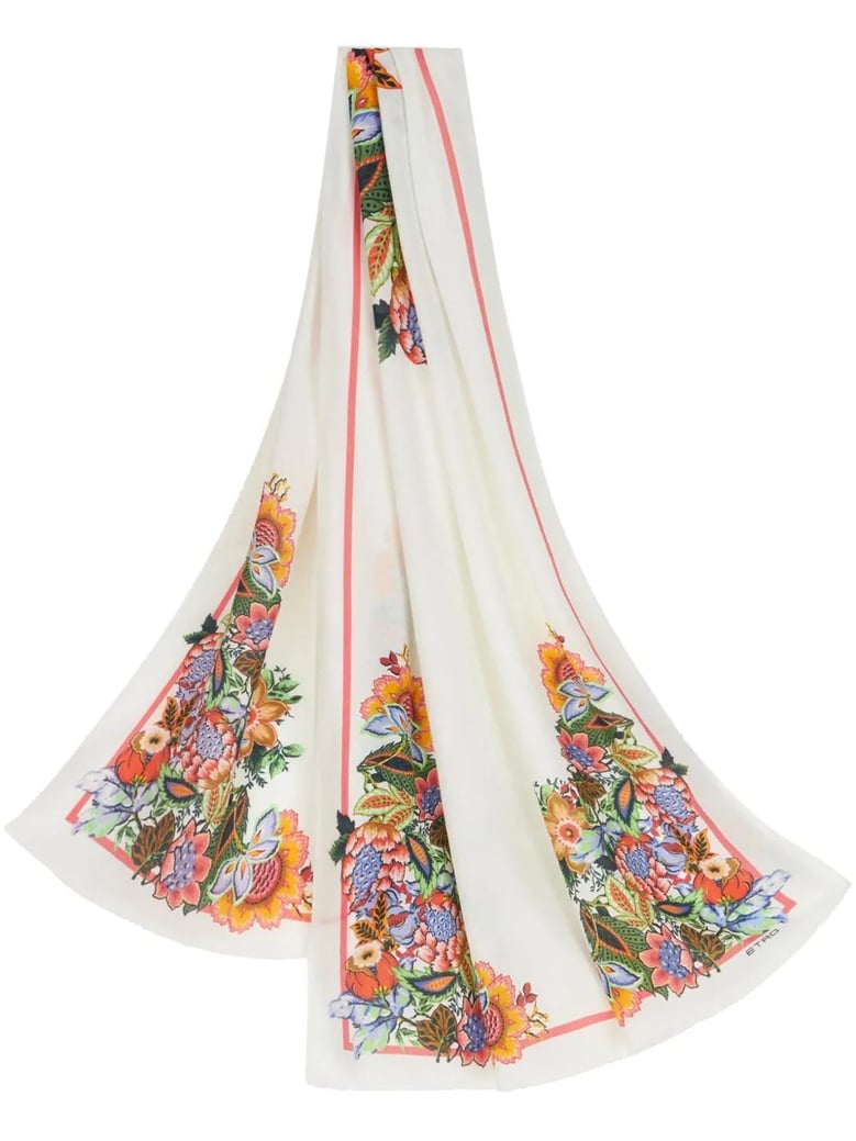 orfeo white printed scarf by Selfnex