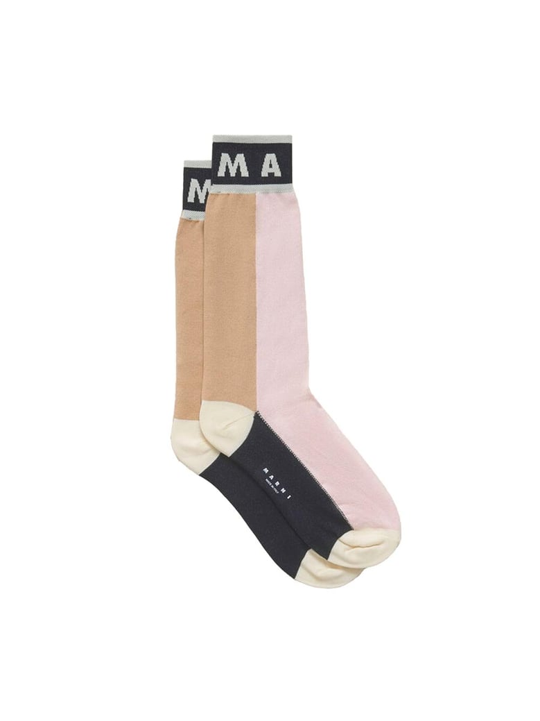 color block cotton socks in pink by Selfnex