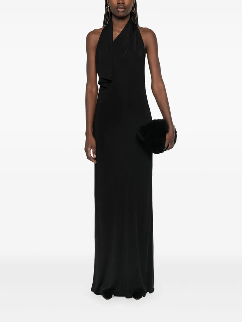 vestido roza pañuelo escote negro by Selfnex