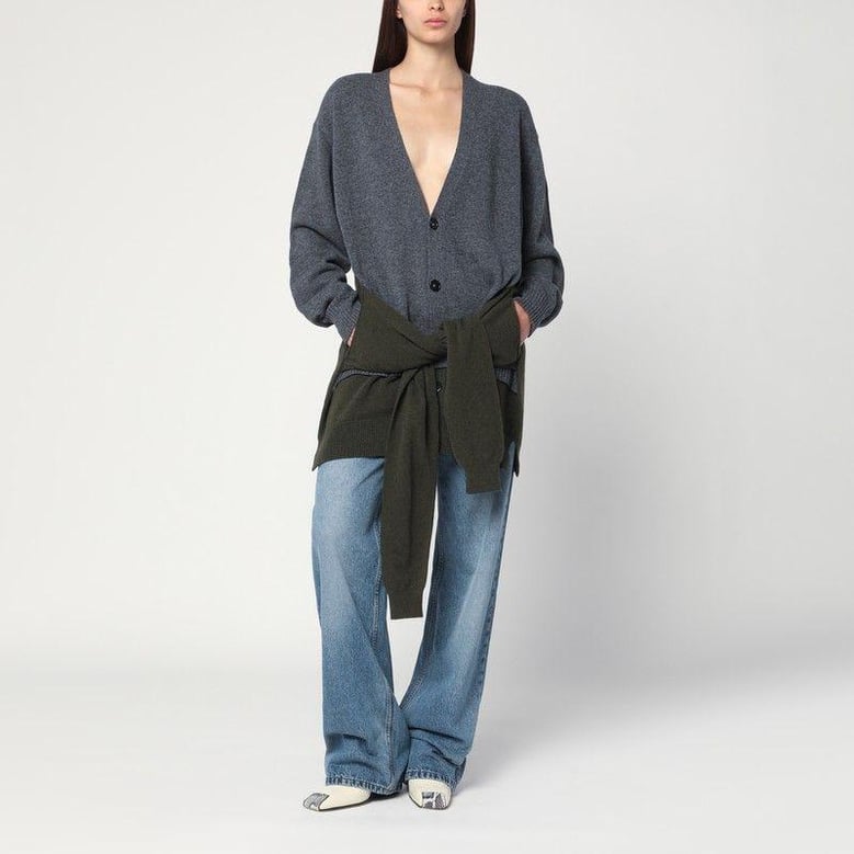 grey/dark green cardigan with crossed sleeves by Selfnex