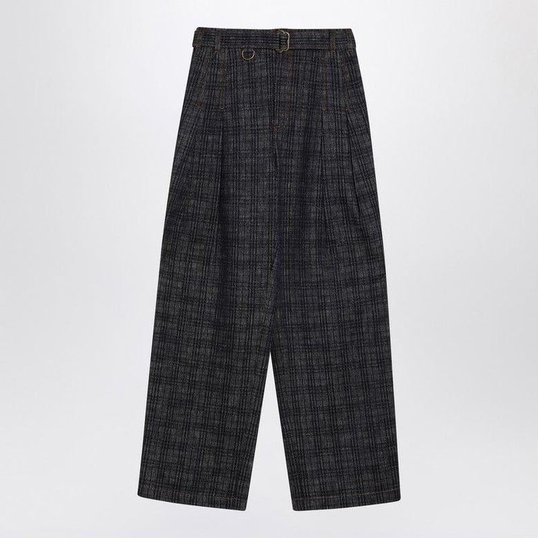 indigo jeans in check pattern denim by Selfnex
